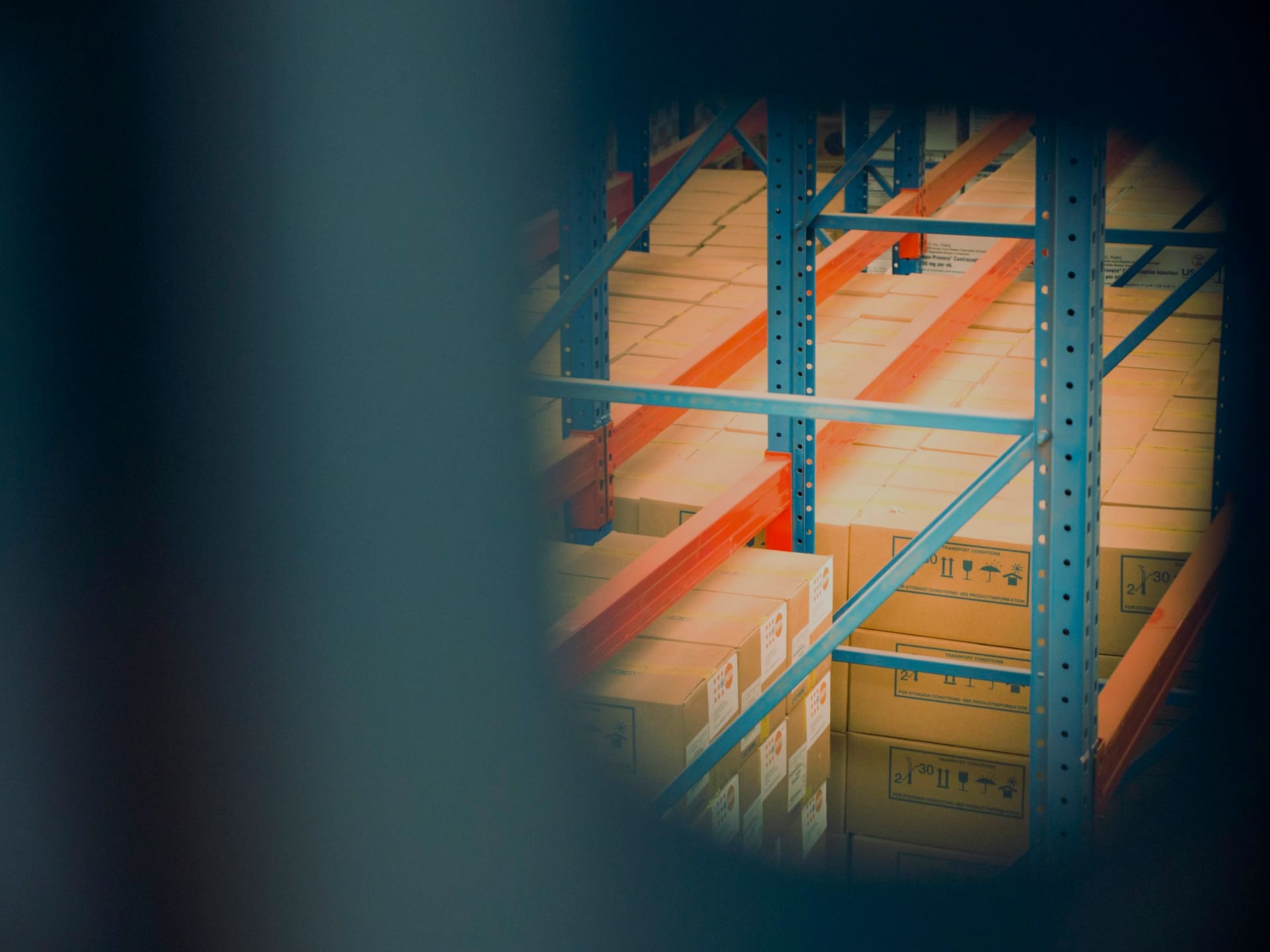 Warehouse logistics environment used as material supply chain context imagery.