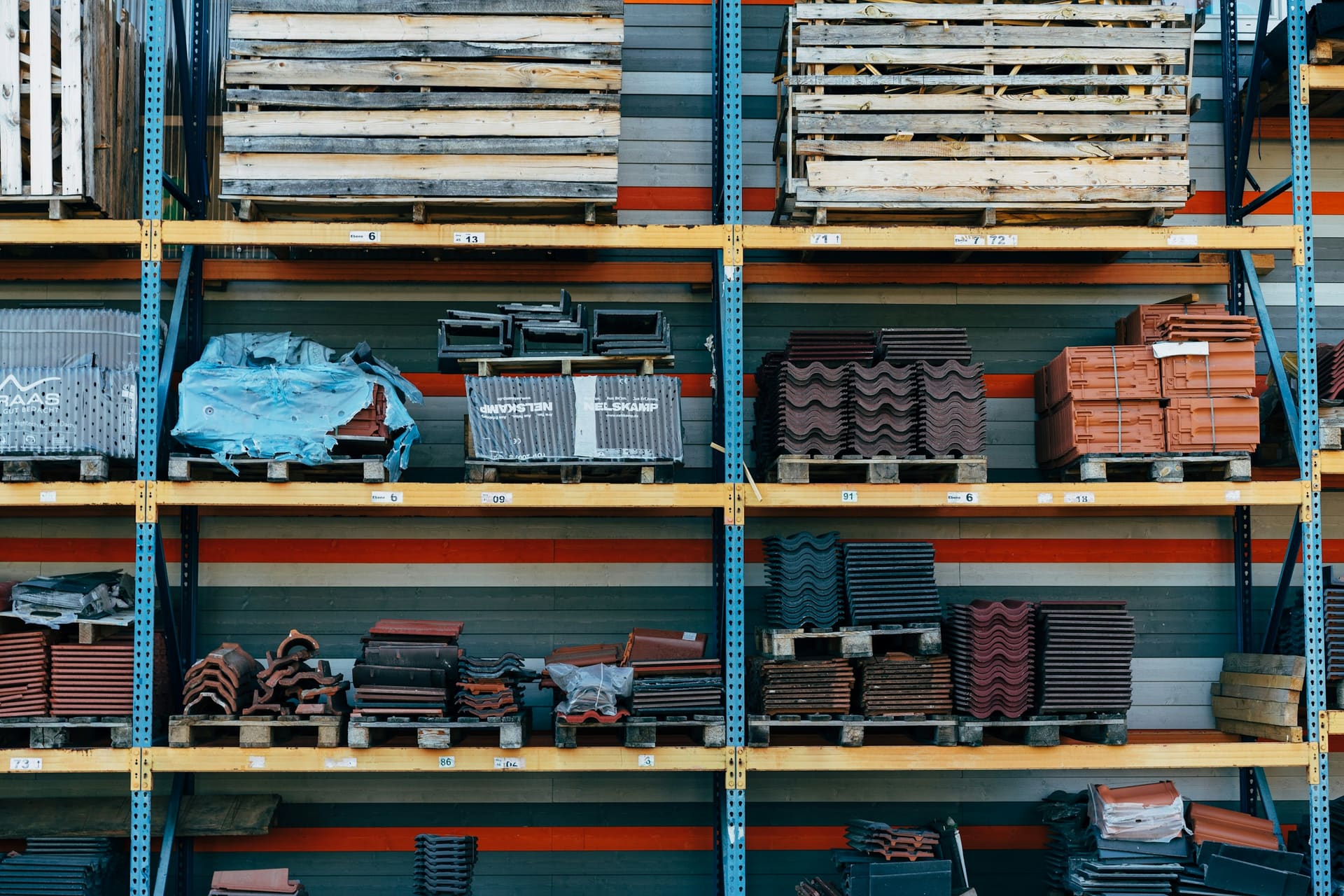 Building supplies organised for trade collection, used as commercial and trade supply context imagery.